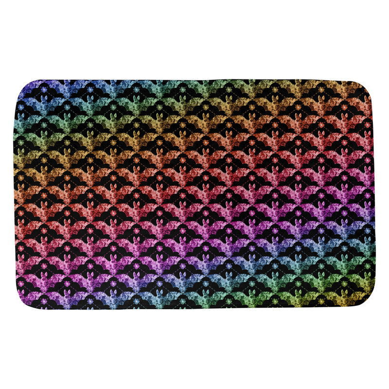 Tapis pour salle de bain arc-en-ciel Leffel, l 17 po x L 24 po, Noir/Rouge/Vert