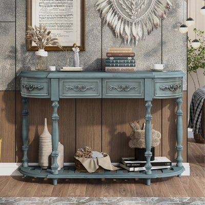 Table d'entrée 52 po moderne et contemporaine avec table console incurvée pour vestibule avec 4 tiroirs et 1 tablette