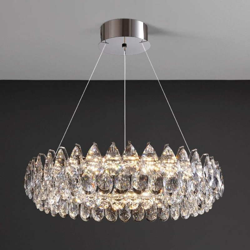 Lustre en cristal de luxe moderne avec ensemble de lumières DEL