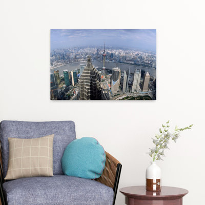 Cityscape With River Viewed From Jin Mao Tower Huangpu River Pudong Shanghai China Abstract Contemporary Architecture City Art
