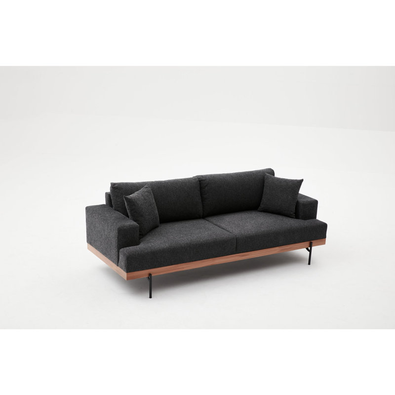 Canapé rembourré Okamoto, 100 % polyester gris foncé
