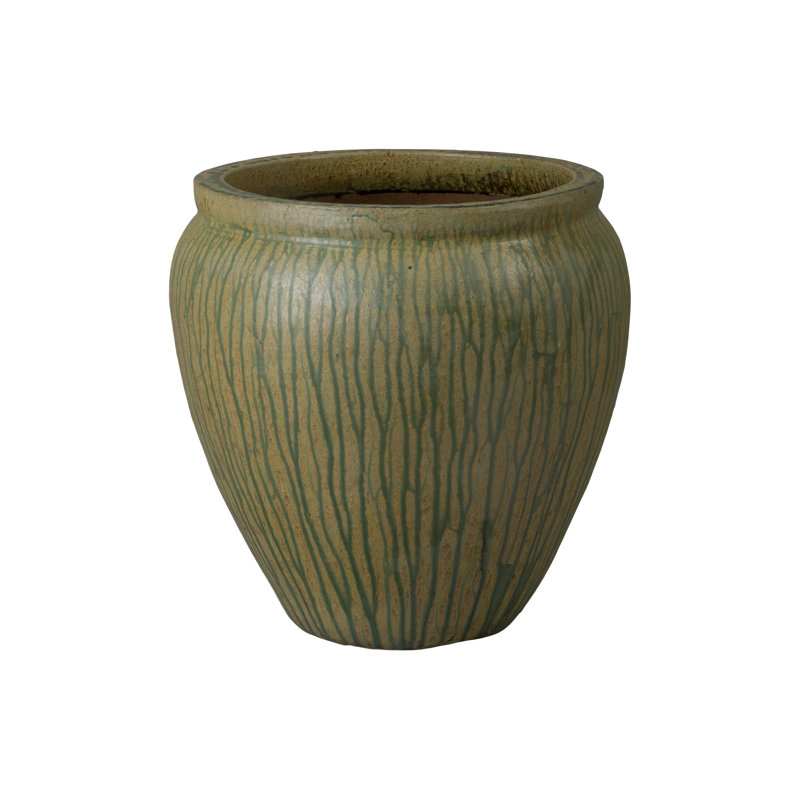 Distressed Antique Ceramic Round Planter with Drainage Hole, 20.5" H x 20.5" W x 20.5" D