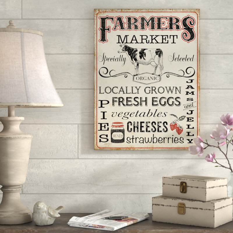 'Farmers Market' Vintage Advertisement on Wrapped Canvas, 19" H x 14" W