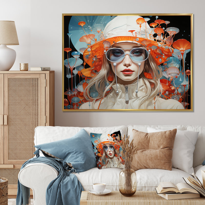 Le surréalisme explore la mode I, H 34 po x l 44 po x P 1,5 po, Cadre flottant doré