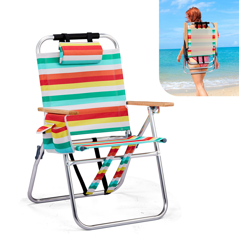 1PC 17In High Seat Portable Folding Beach Chair