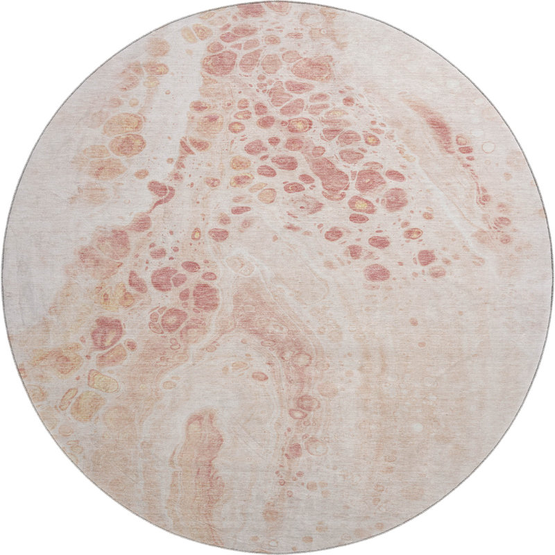 Premium Machine Washable Mayfield AMF1935 Abstract Rug, Round 8'