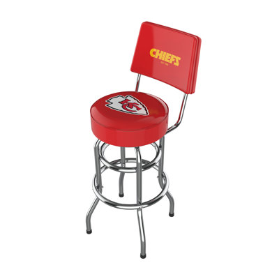 NFL Kansas City Chiefs Swivel Chrome Bar Stool With Back