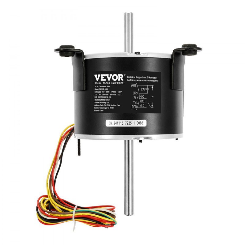 Moteur de ventilateur à courant alternatif 1 / 5HP RV AC115V 2,6A 1650RPM monophasé avec condensateur 5uf / 370V