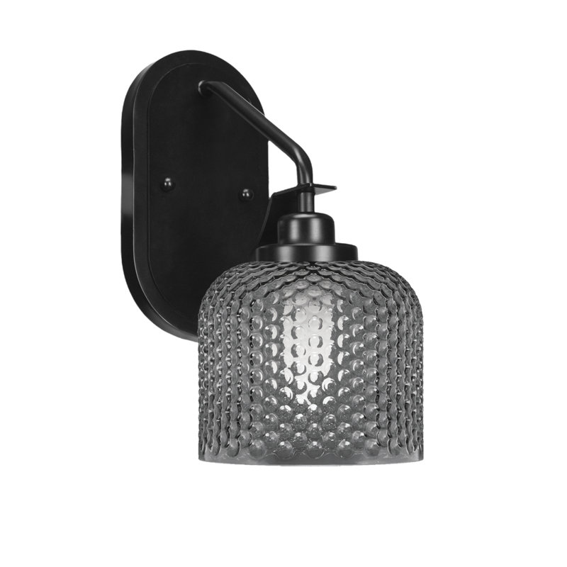 Applique murale Scituate en verre fumé noir de 6 po, Clair, Noir mat