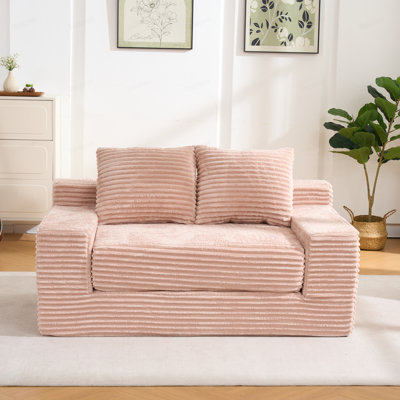Canapé à compression en mousse à mémoire de forme pour salon - sans assemblage, conception convertible 2-en-1, tissu en velours côtelé - canapé compact