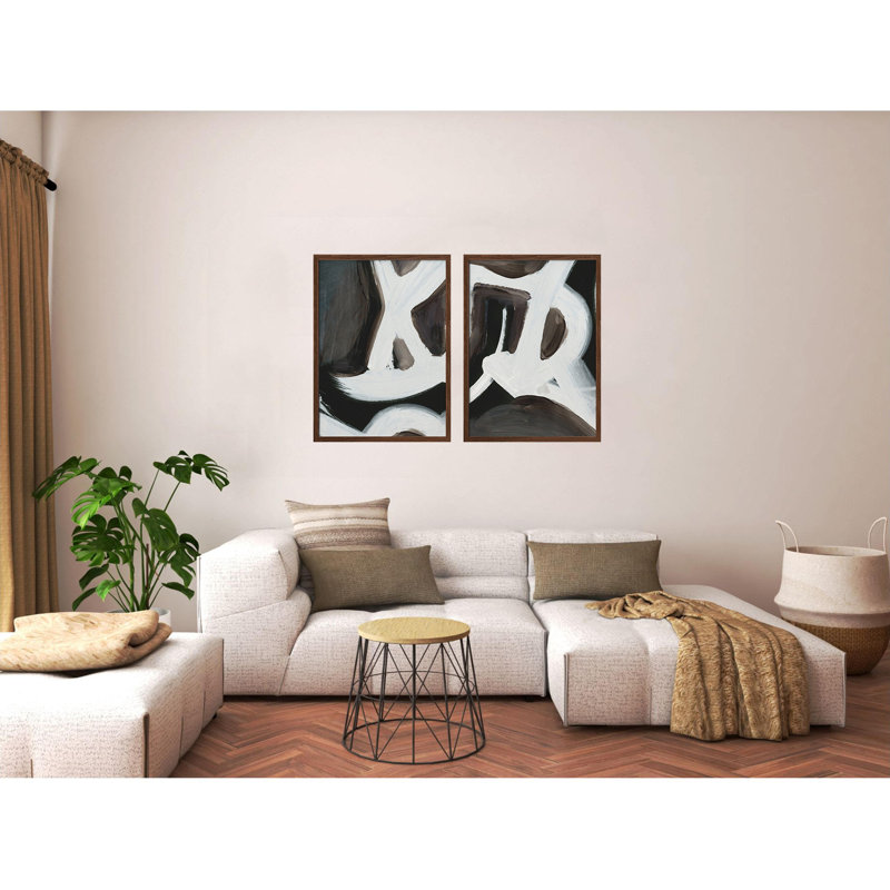 "Connecté", ensemble de deux encadrés d'art texturé, Blanc, H 24 po x l 36 po