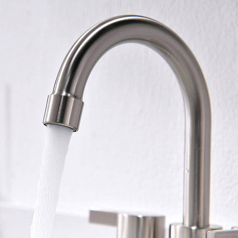 Centerset 2-handle Bathroom Faucet with Drain Assembly, Brushed Nickel