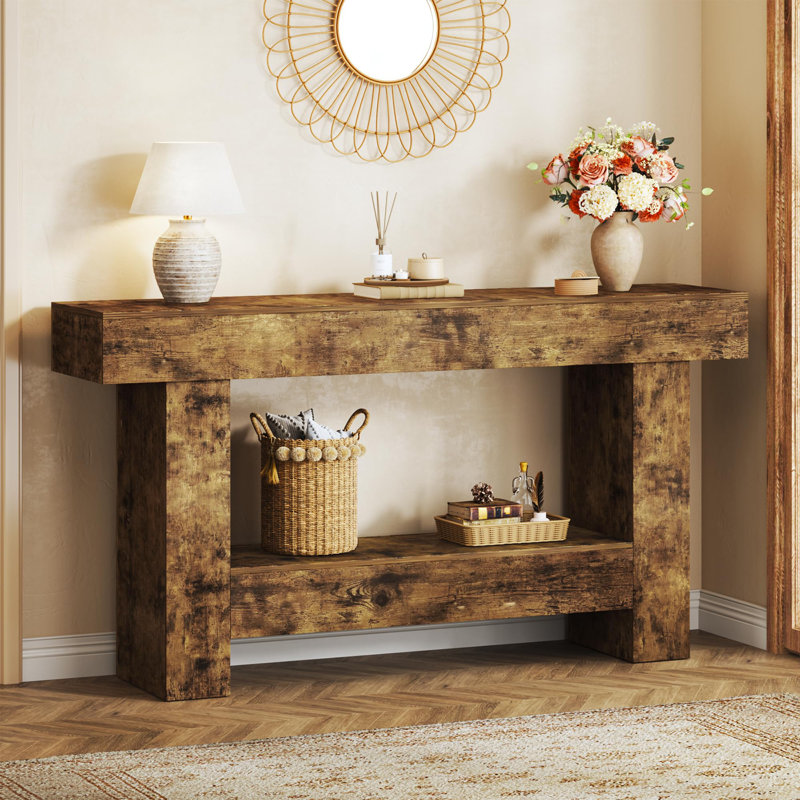 Console 63 po avec rangement ouvert, Rustic