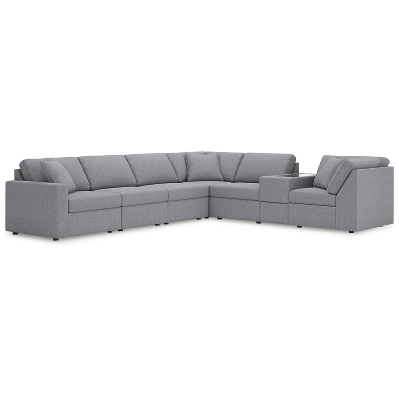 Chobanyan 7-Piece Sectional With Storage Console, Gray Polyester