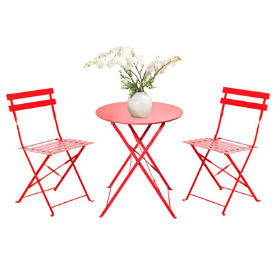 Eleanor-Rose 2 - Person Metal Patio Dining Set with Rectangular Table , Cushions Included