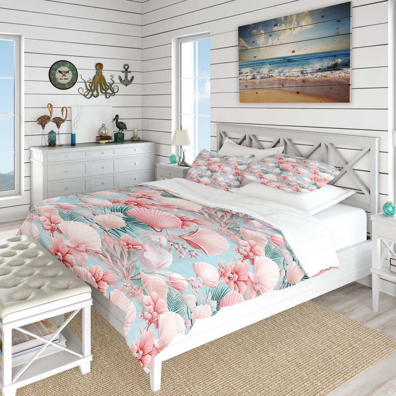 Literie Seashell Serenity Ii, Housse de couette pour très grand lit et 2 très