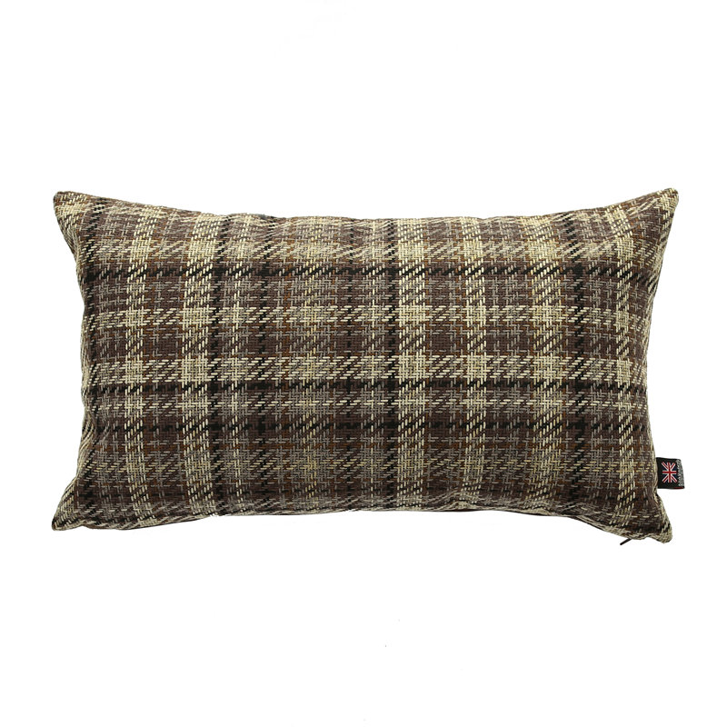 Deemer Plaid Rectangular Cushion, Brown