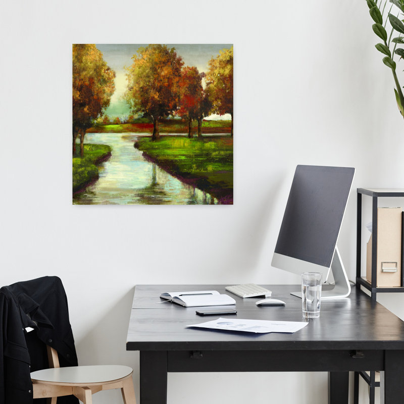 Crépuscule ou aube serein, tranquille, paysage abstrait, art naturel, H 18 po x l 18 po