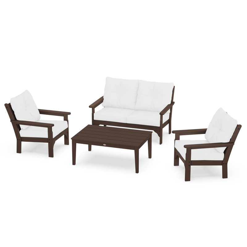 Vineyard 4-Piece Deep Seating Set, Sand, Spiced Burlap