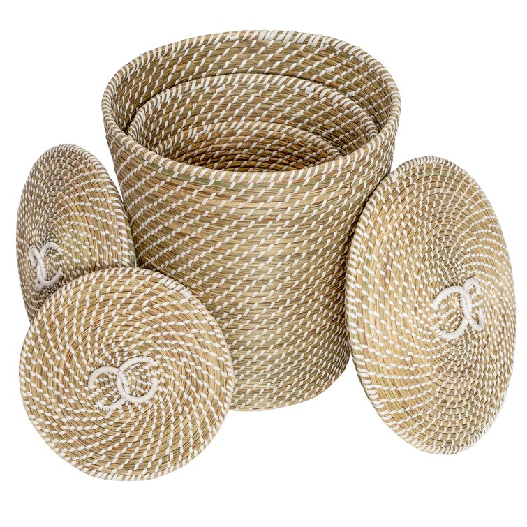 Better Homes & Gardens Natural Cane Weave Basket Set, 2-Piece