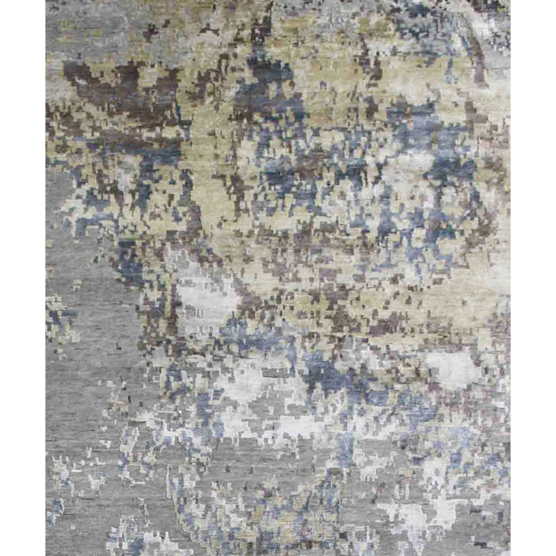 Hand Woven Silk and Wool Abstract Area Rug, Rectangle 2' x 3'