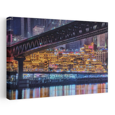 «Chongqing Night River Abstract Contemporary City Architecture», reproduction d'art murale