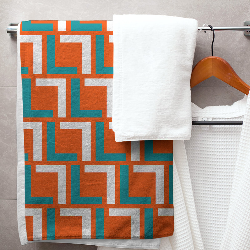 Serviette de bain, Orange/White/Aqua