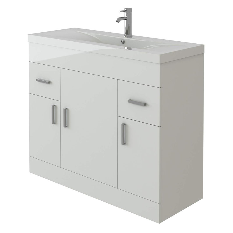 VeeBath Desire Venus 1000 White FS Unit and Mid-Edge Basin