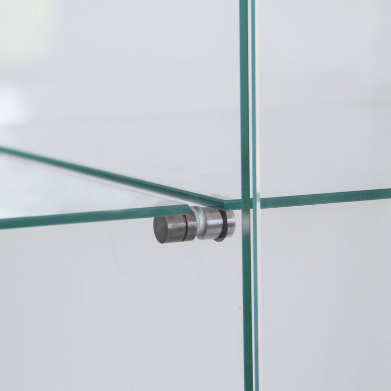Vitrine à 3 portes avec 4 tablettes en verre, Blanc