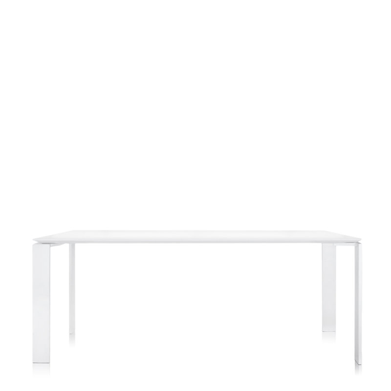 Four Metal Base Dining Table, 28" H x 75" W x 31" D, White
