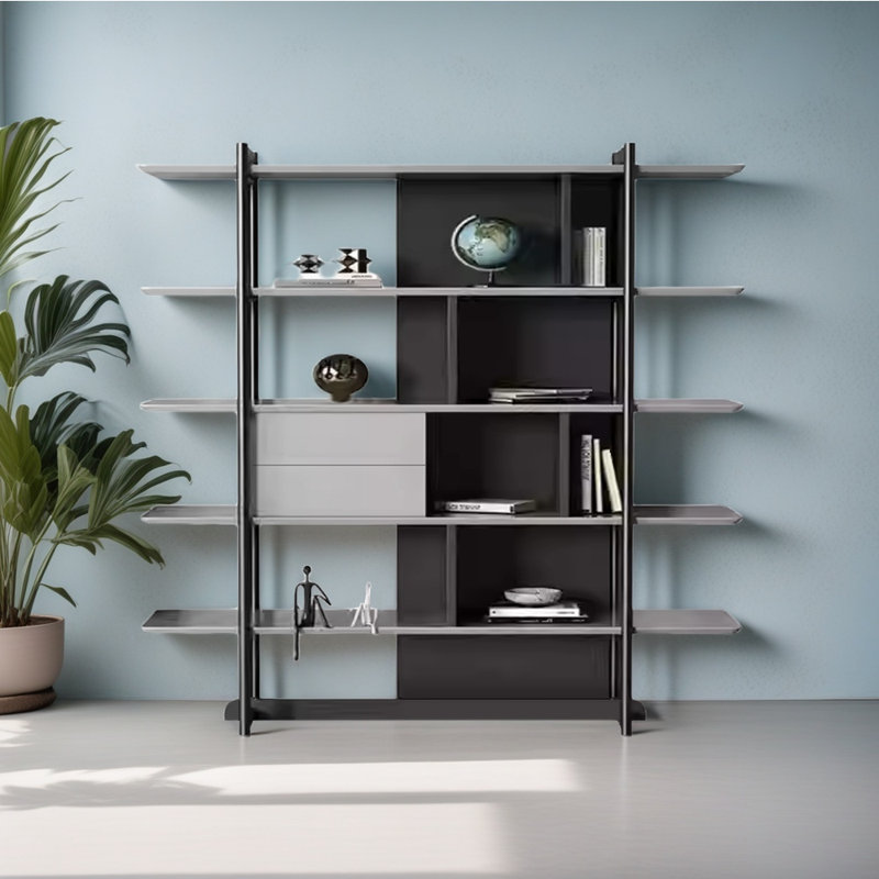 Bibliothèque simple de style italien, (6 tablettes) 180 cm (H) x 150 cm (L) x 40 cm (P)