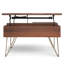 Table basse carrée à plateau relevable en bois de manguier massif brun foncé et or 32 po Hunter