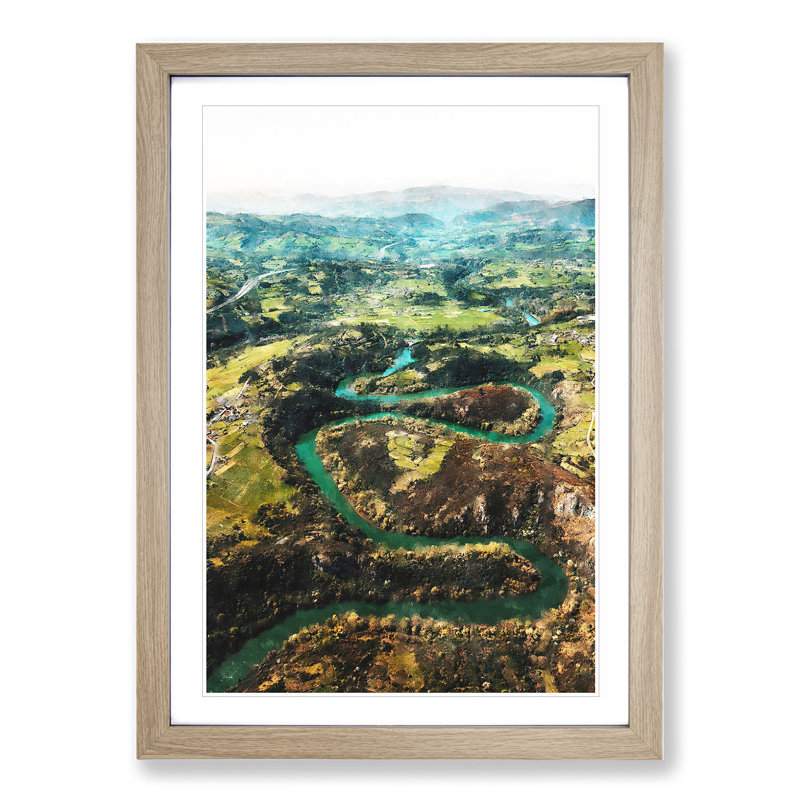 View of Nora in Spain - Picture Frame Graphic Art, 36cm H x 27cm W x 2cm D, Oak