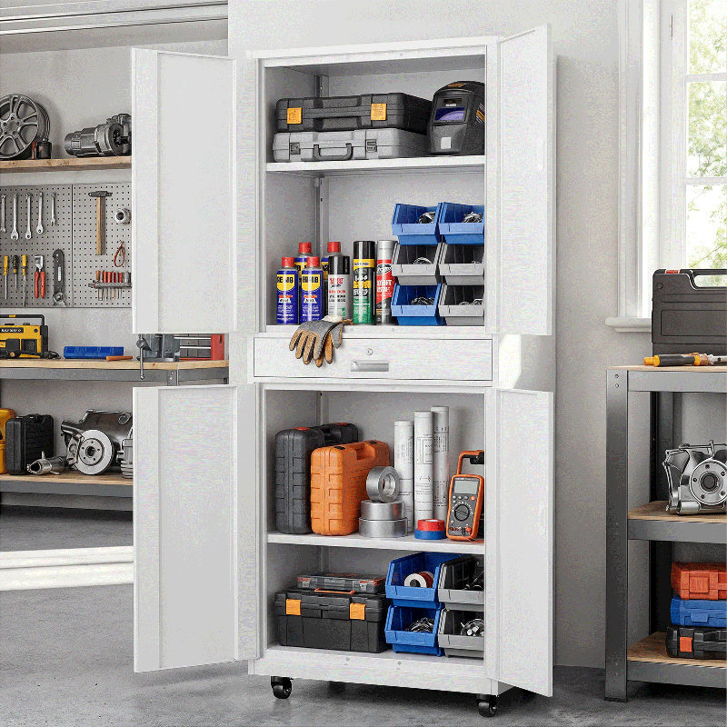 Metal Storage Cabinets With Lock, Gray