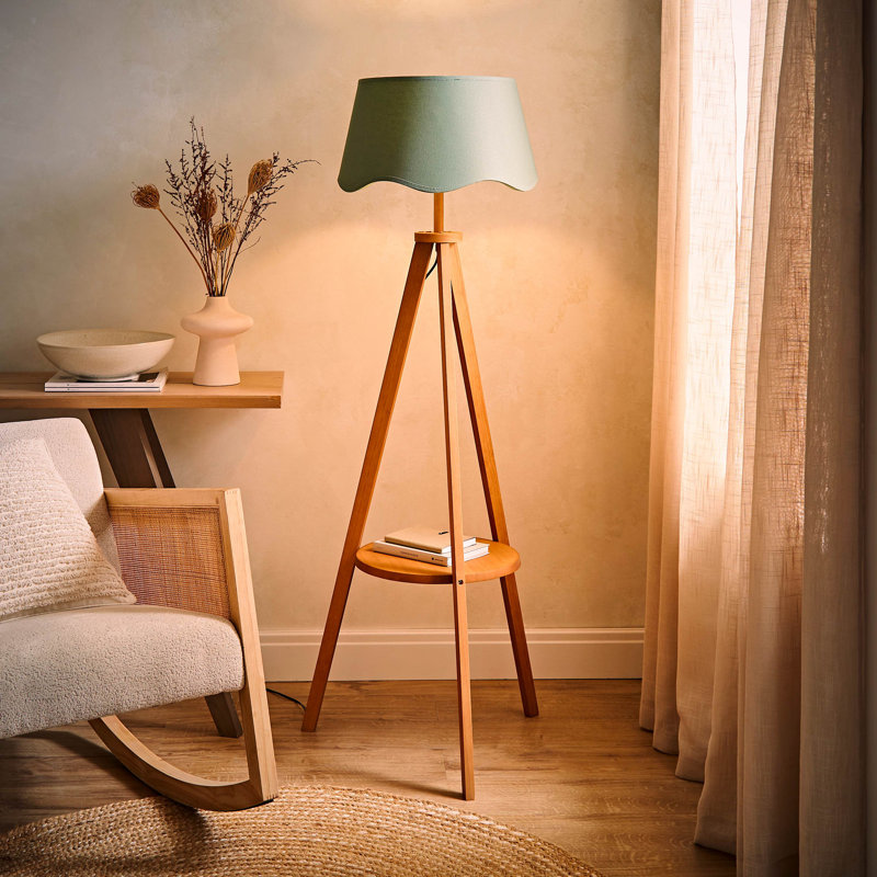 147cm Satin Tripod Floor Lamp, Green, Yes