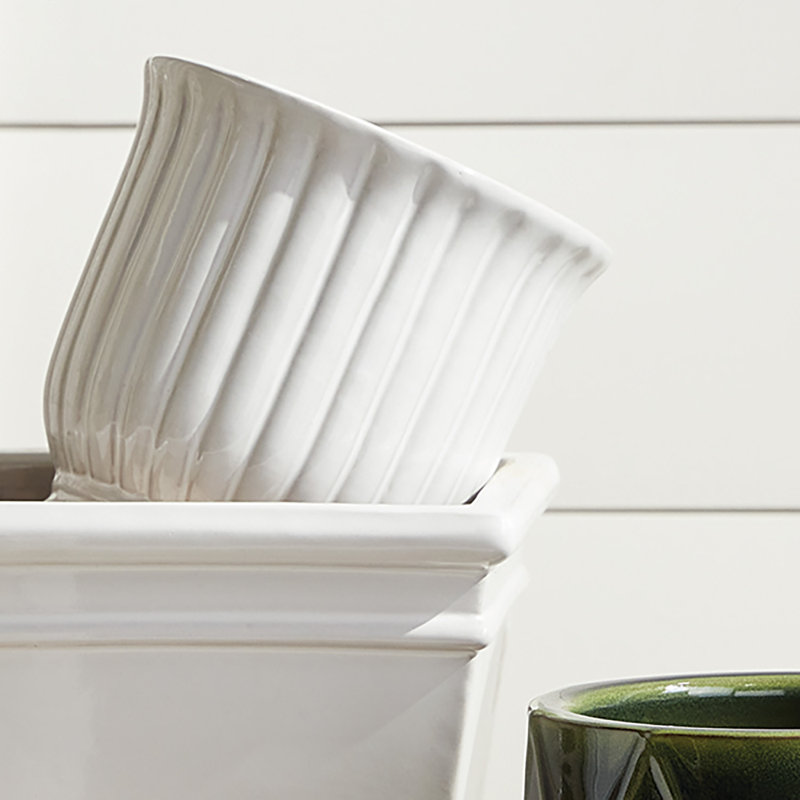 Terraverde Earthenware Reactive Glaze Pot Large in White, White