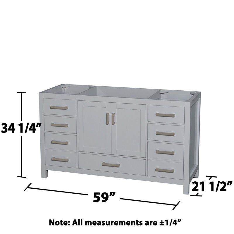 Base de meuble-lavabo autoportant simple 59 po avec armoire à pharmacie Sheffield, Gris