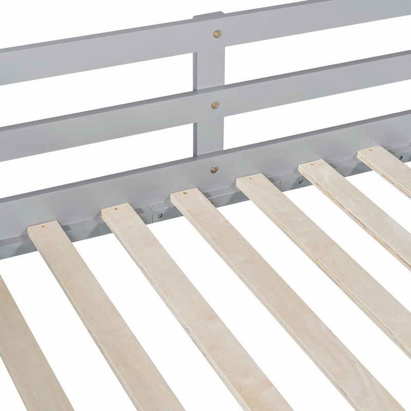 Bunk Bed With Trundle And Ladder, Gray