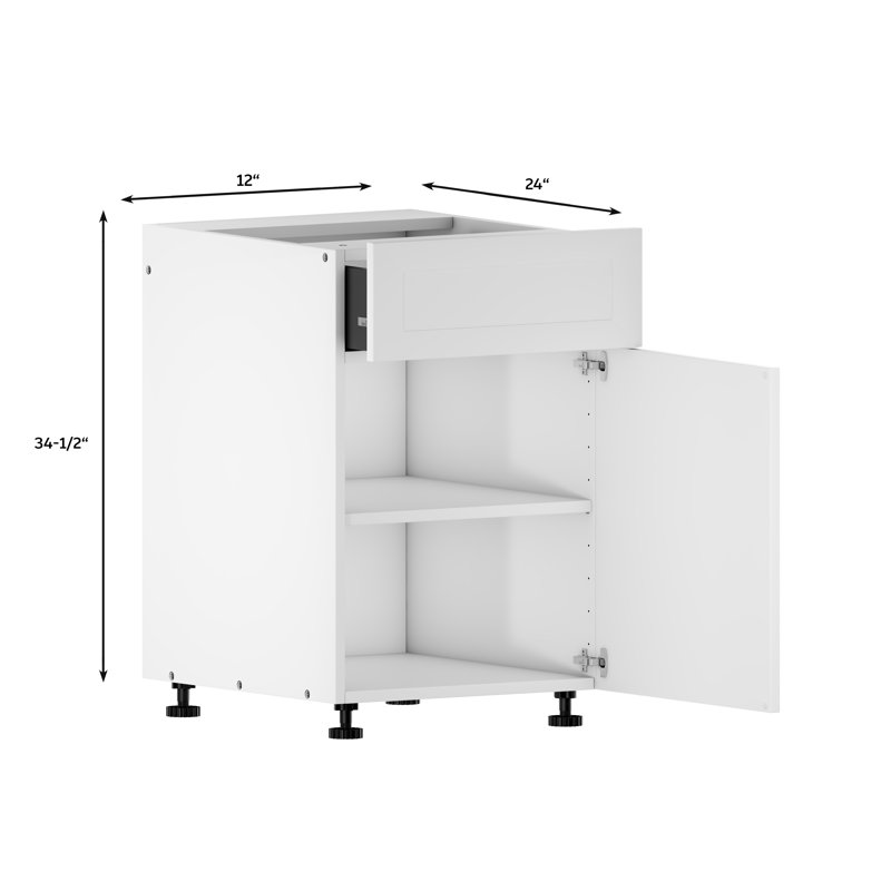 Threespine Ready to Assemble Standard 18 x 34-1/2 in. x 24 in. Stock 1 Drawer Base Kitchen Cabinet in Shaker White Wood Threespine Ready to Assemble Standard 18 x 34-1/2 in. x 24 in. Stock 1 Drawer Base Kitchen Cabinet in Shaker White Wood