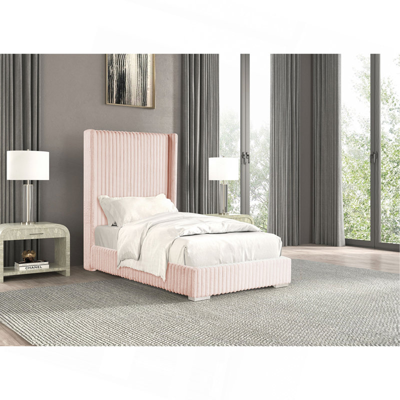 Tissu contemporain en chenille de fourrure de lit 1pc, Lit double, Rose