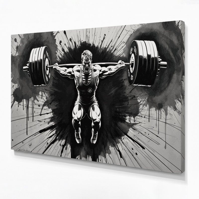 Art sportif sur toile haltérophile vert, H 11 po x l 14 po