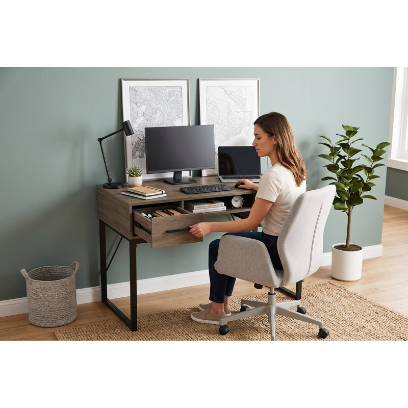 Bureau Marillany, Taupe foncé / noir