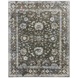 Oriental Area Rug in Dark Green/Ivory