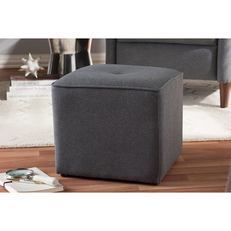 Charea Upholstered Ottoman, Dark Gray Fabric 