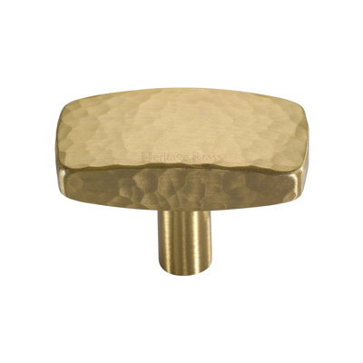 Heritage Brass Cabinet Knob Rectangular Hammered Design