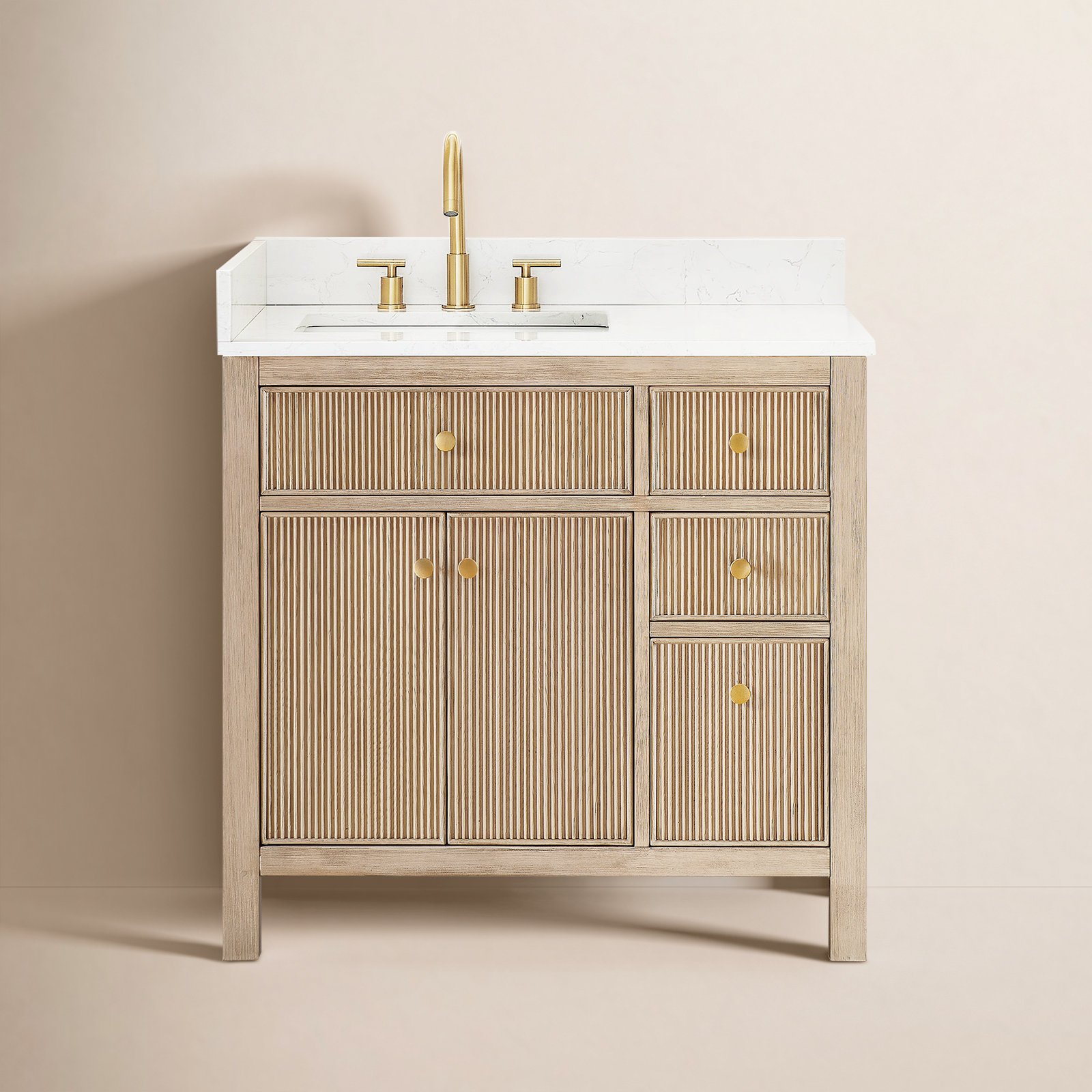 Lala 36" Single Bathroom Vanity, Natural Oak