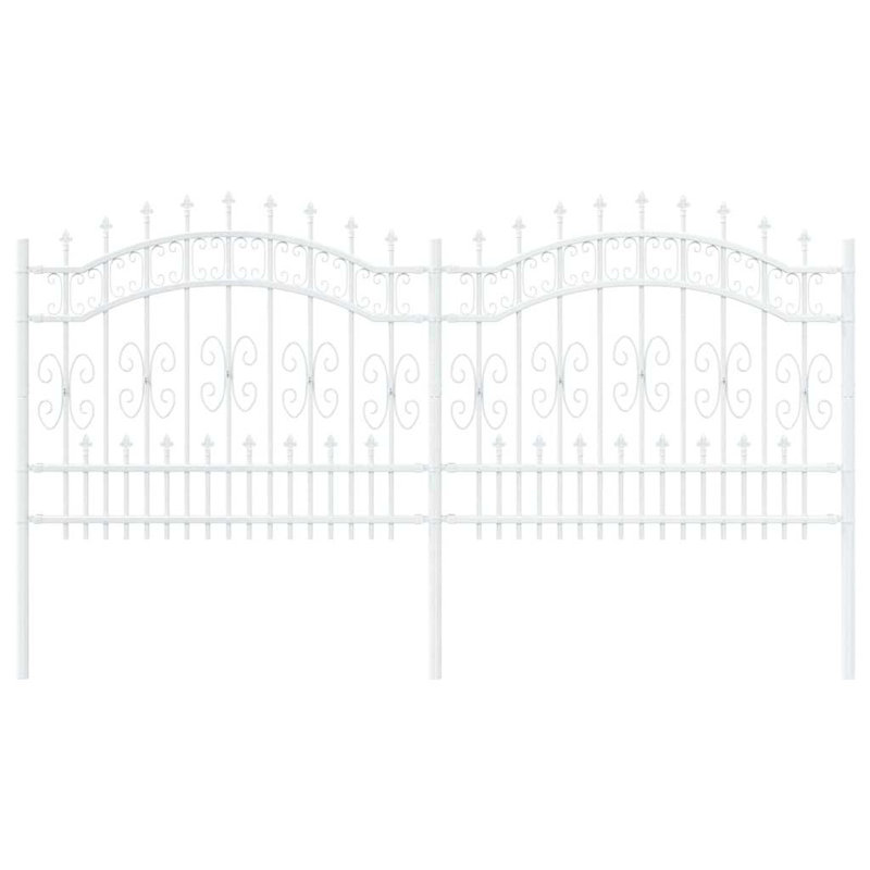 Vidaxl Garden Fence Powder-Coated Steel, White, 240cm H x 14000cm W x 2.7cm D