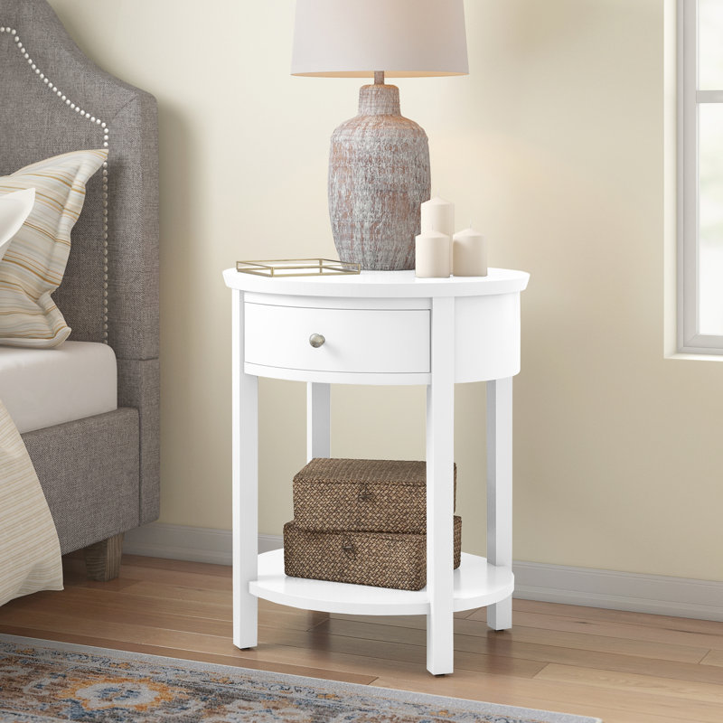 Zaheed End Table with Storage, White