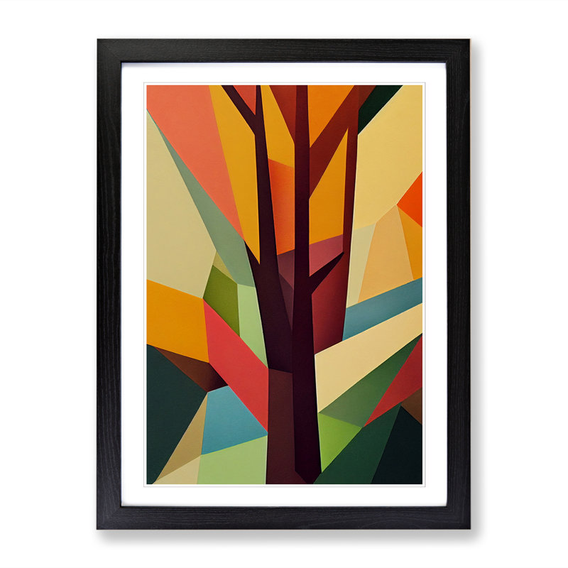 FRM-V0523-2533X Tree Abstract Block Vol.1 - Single Picture Frame Print, 46cm H x 34cm W x 2cm D, Walnut