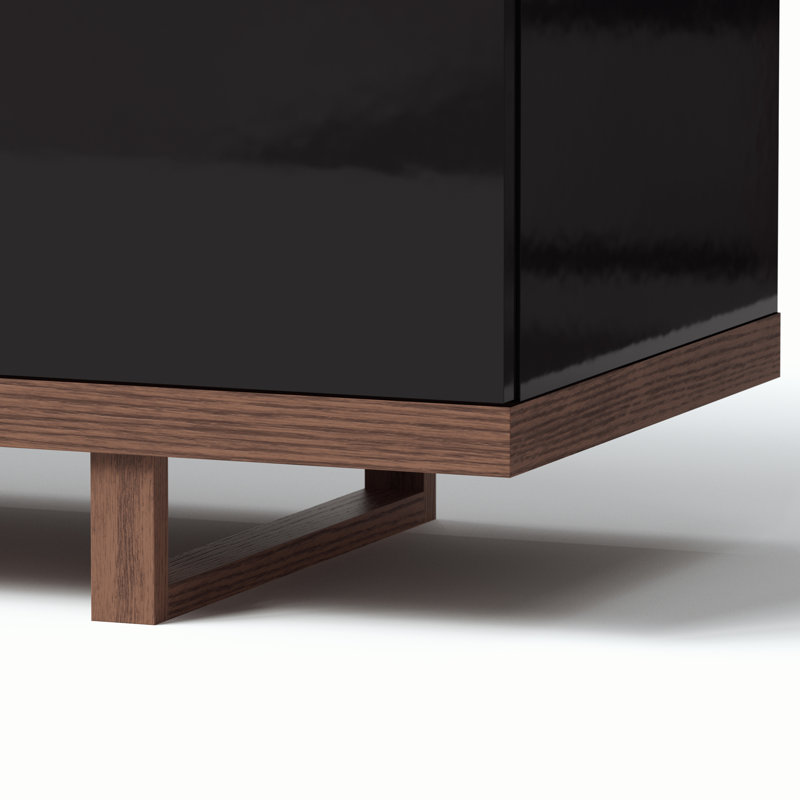Modern Brazilian 71'' W Solid Wood Sideboard, Nogal/Black